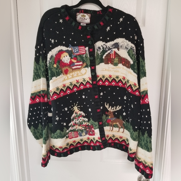 Christmas Ugly Sweater Cardigan Sz 22/24 - Picture 6 of 16